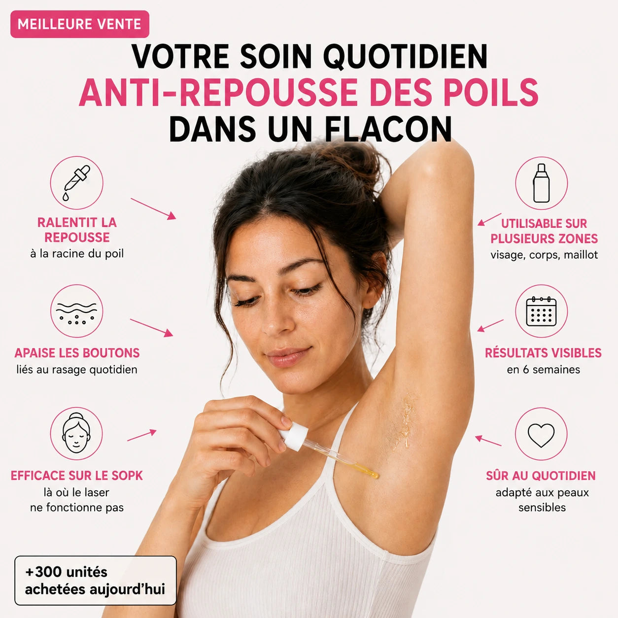 Rasez-vous 3× moins souvent — sans laser, sans rendez-vous.